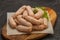 Raw natural chicken baby sausages