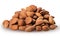 Raw natural organic almonds heap