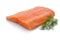 Raw orange salmon fish fillet with green dill