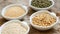 Raw Organic Amaranth and quinoa grains, wheat and mung beans