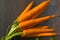 raw organic carrot bunch on black table