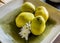 Raw Organic Chinese pears Yellow Asian Apple Pears in a dish