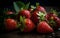 Raw organic strawberries, close-up, Generative AI