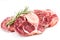 Raw osso buco on a white background