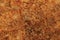 Raw pegmatite feldspar igneous rock terracotta pattern, rusty orange red golden amber yellow horizontal background, coarse light