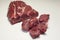 Raw pieces of beef meat for stew , goulash or ragout