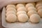 Raw pieces of bread dough before fermentation and baking