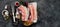 Raw pork belly on dark gray background. Organic gourmet food concept