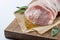 Raw pork escalope with sause made of honey and herbs