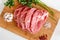 Raw pork neck meat cuts