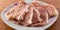 Raw pork neck meat cuts with spices