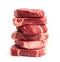 Raw Pork Stack, Steaks Pile, Fresh Uncooked Meat Slices, Raw Beef Fillet Stack Ready for Grill