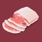 Raw pork steak vector meat icon on white