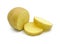 Raw potato sliced into pieces, Organic vegetable, Isolated on white background, Cut out with clipping path.