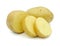 Raw potato sliced into pieces, Organic vegetable, Isolated on white background, Cut out with clipping path.