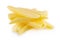 Raw Potato sliced strips prepared for French fries isolated over white background