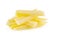 Raw Potato sliced strips prepared for French fries isolated over white background