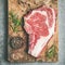 Raw prime beef meat dry-aged steak rib-eye, square crop