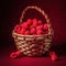 Raw Raspberry on a wooden basket freshly harvested. ai generated