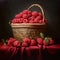 Raw Raspberry on a wooden basket freshly harvested. ai generated