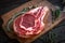 Raw rib eye steak premium beef on bone