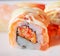 Raw salmon roll sushi