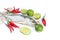 Raw salt mackerel fish with vegetables