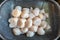 Raw scallops prepared for party