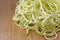 Raw spiralized zoodles closeup