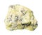 Raw sulphur sulfur ore cutout on white