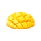 Raw tropical realistic diced mango fruit, isolated