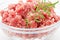 Raw uncooked minced meat food at white background