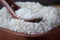 Raw uncooked sushi rice