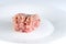 Raw uncooked turkey mince meat isolated on white