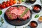Raw veal Ossobuko steak with bone. Meat.