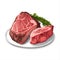 Raw wagyu steak isolated on background. Raw red meat illustrations in flat style. Beef steak, filet mignon.