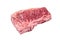 Raw Wagyu striploin or New york steak on a butcher table. Isolated, white background.