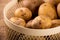 Raw whole washed organic potatoes
