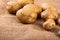 Raw whole washed organic potatoes