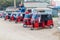 RAXRUHA, GUATEMALA - MARCH 15, 2016: Tuk tuks wait in a line in Raxruha tow