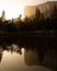 Ray of light strikes El Capitan in Yosemite National Park