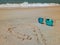 Rayban blue Aviator sunglasses at beaches with love sign