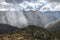 Rays of rain and sun valley from Brewster hut New Zealand wanaka