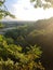 Rays tree tops sun set cliff