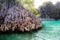 Razor sharp cliffs of islands of Raja Ampat Indonesia