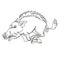 Razorback Wild Boar Running Attacking Side View Continuous Line Drawing