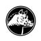 Razorback Wild Hog Feral Pig Head Woodcut Black and White Circle