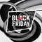 RBlack friday iscription on black white 3d vector liquid gradient background