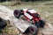 Rc car overcoming wooden log, free space