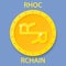 Rchain Coin cryptocurrency blockchain icon. Virtual electronic, internet money or cryptocoin symbol, logo